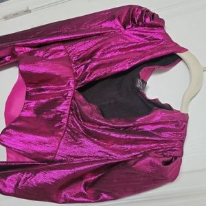 Shiny purple crop top blouse